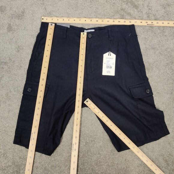 NEW Scott Ellis Men's Cargo Shorts Size 34 R Aaron Navy Linen Casual Lightweight - Picture 8 of 11
